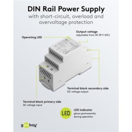Alimentatore per guida DIN 24VCC 1,5A 36W