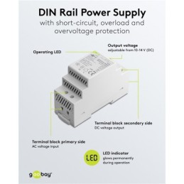 Alimentatore per guida DIN 12VCC 2,5A 30W