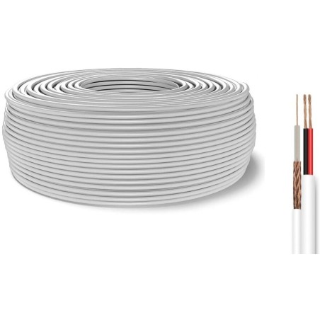Cavo coassiale RG59 con alimentazione integrata 2 x 0,50 mm² CCA matassa da 100m