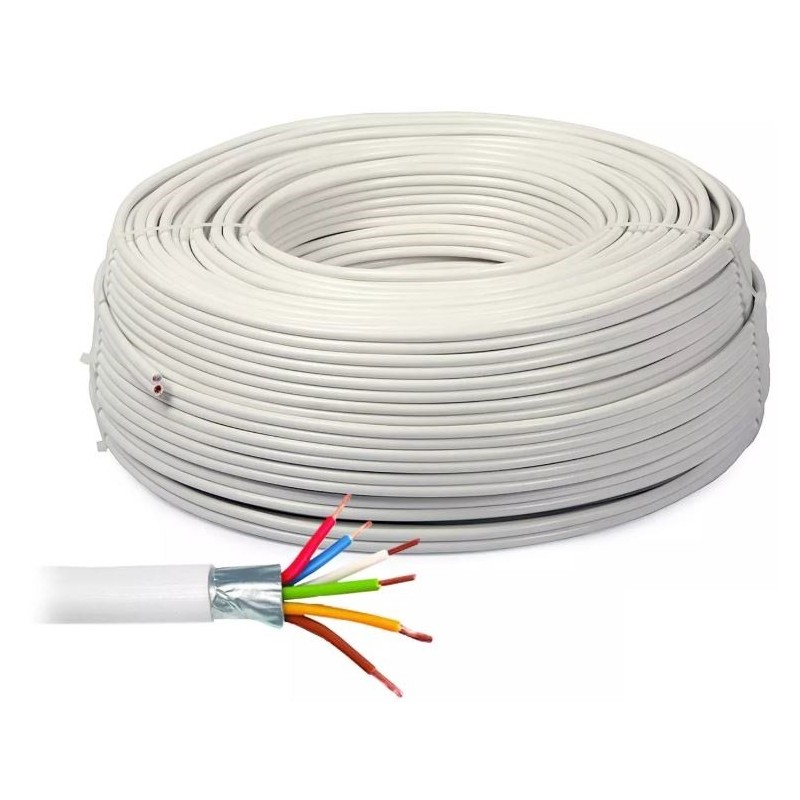 Cavo schermato per allarme antifurto 4x0.22mm² + 2x0.50mm² CCA matassa 100m