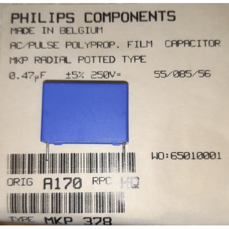 Condensatore Polipropilene 0,47 uF 250V - confezione 5 pezzi