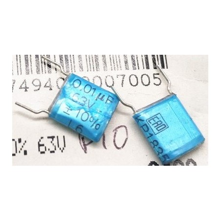 Condensatore polipropilene 10nF 63V radiale - confezione 10 pezzi