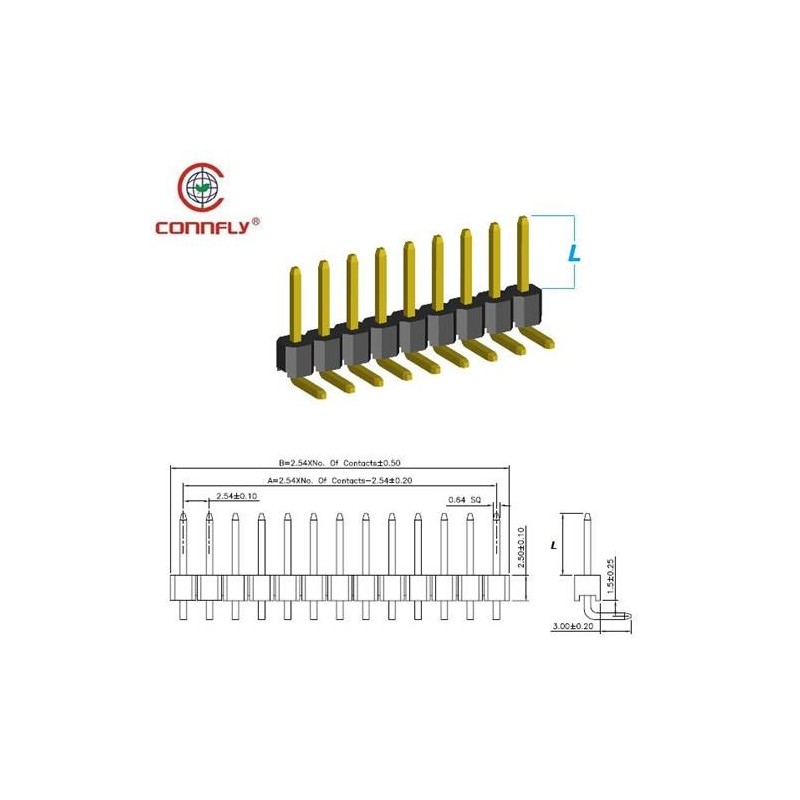 Connettore strip 40 pin passo 2,54 mm - confezione 4 pezzi