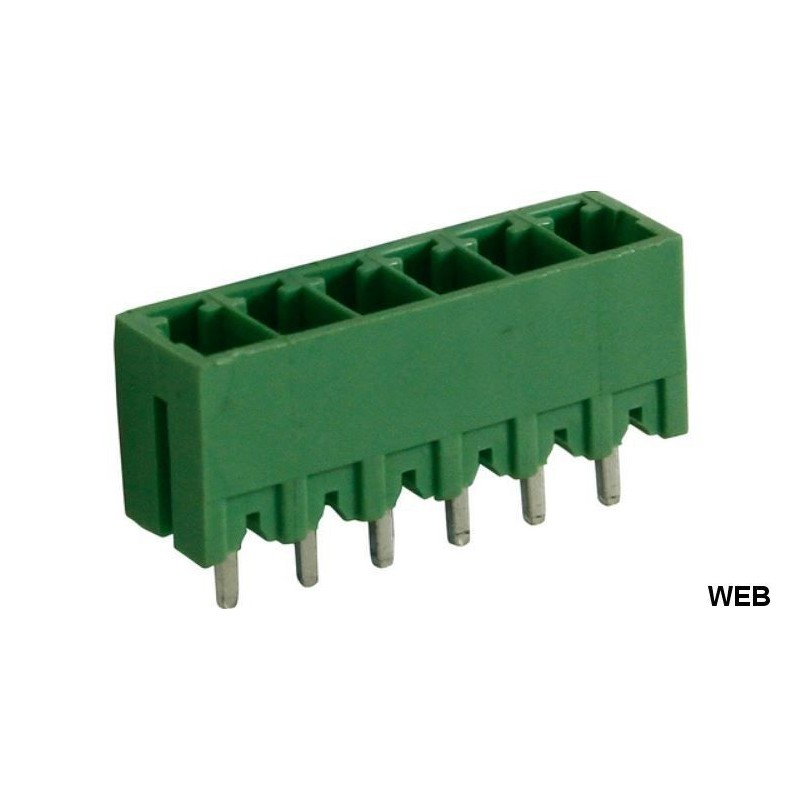 Connettore maschio, 6 Poli, 3.81mm Passo, 8A, 1.31mm², Dritto