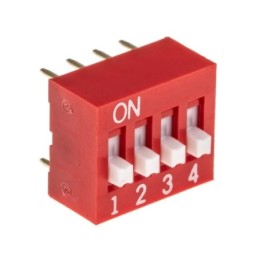 Interruttore DIP NDS-04-V, SPST, 25 mA, 4 posizioni, attuatore a Rialzato, Foro passante