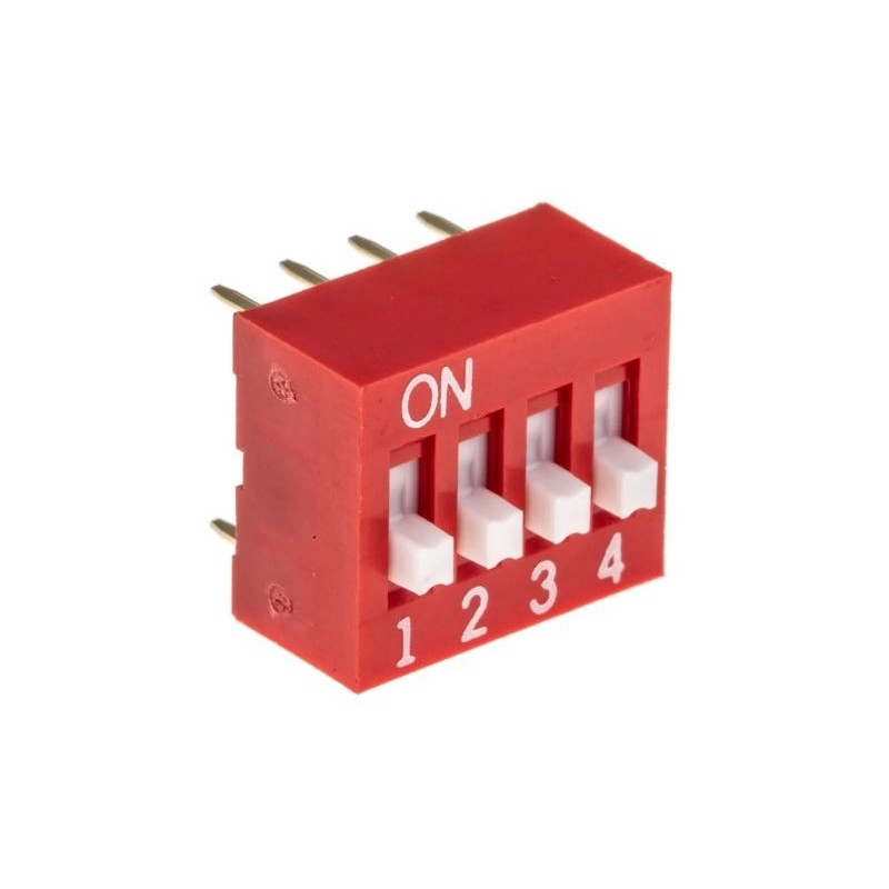 Interruttore DIP NDS-04-V, SPST, 25 mA, 4 posizioni, attuatore a Rialzato, Foro passante