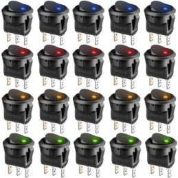 Interruttore a bilanciere luminoso Giallo/Verde/Rosso/Blu confezione 20 pezzi