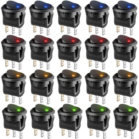 Interruttore a bilanciere luminoso Giallo/Verde/Rosso/Blu confezione 20 pezzi