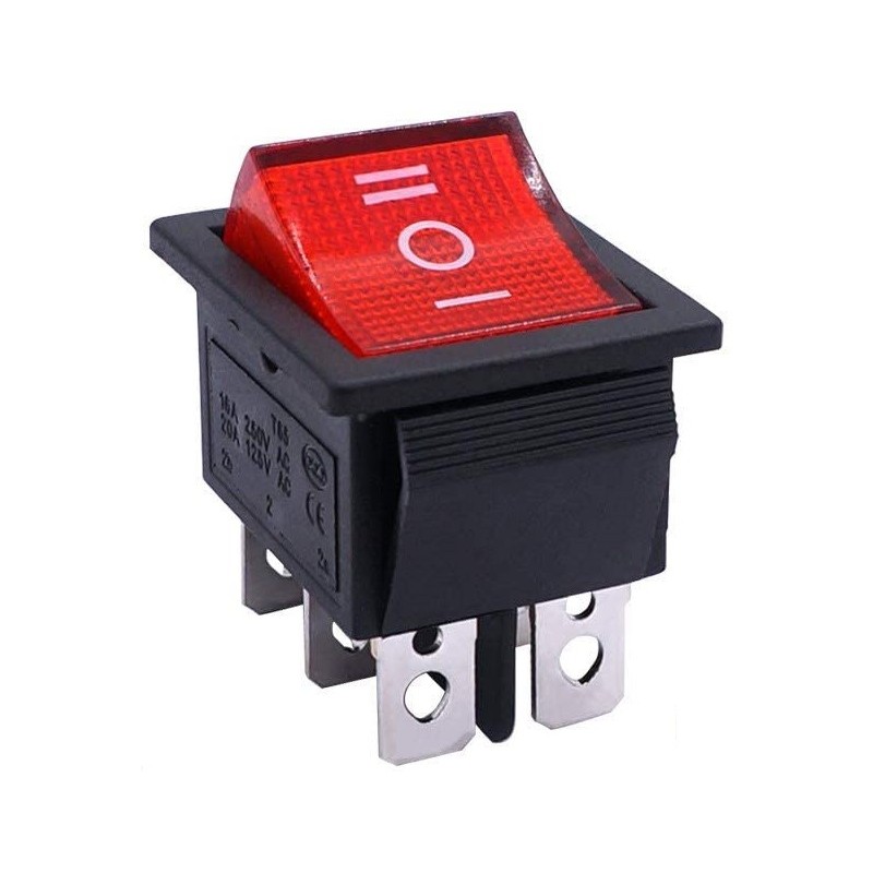 Interruttore a bilanciere DPDT ON/OFF/ON 6 Pin 3 Posizioni 6A 250V 10A 125V con luce LED