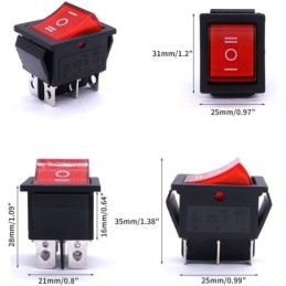 Interruttore a bilanciere DPDT ON/OFF/ON 6 Pin 3 Posizioni 6A 250V 10A 125V con luce LED